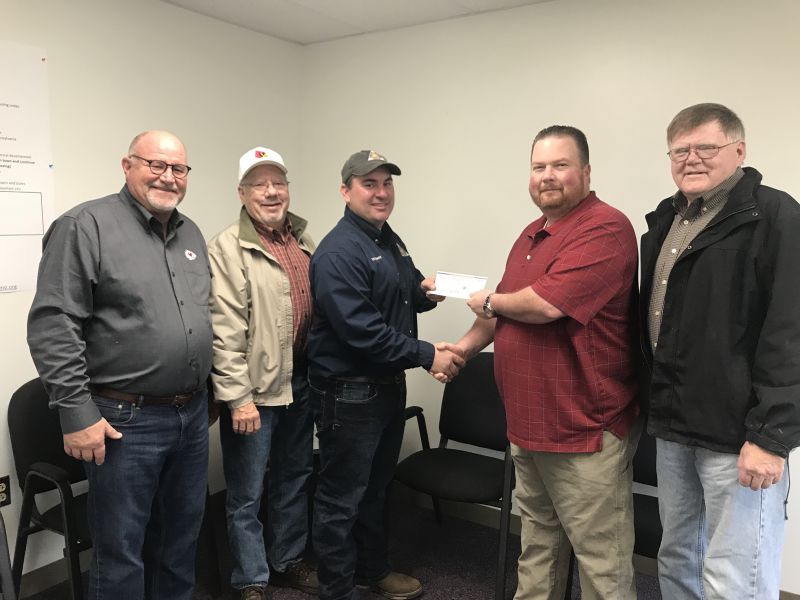 Rick Thomas, Jack Woodring, Eric Dennis (Fisheries Management Biologist), Matt Nolker, Steve Sellers -- receiving CAP improvement grant reimbursement