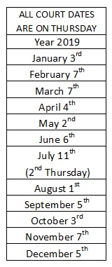2019 Court Dates